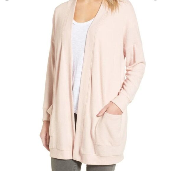 Gibson Cozy Fleece Blush Pink Cardigan - Picture 1 of 10